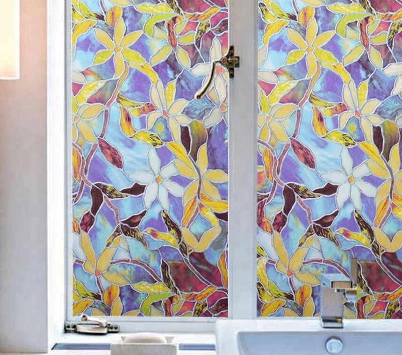 Fönsterfilm med blommigt glasfönstermotiv