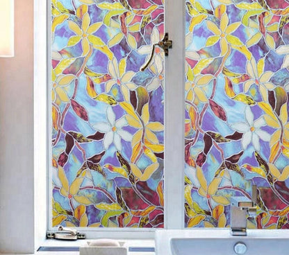 Fönsterfilm med blommigt glasfönstermotiv