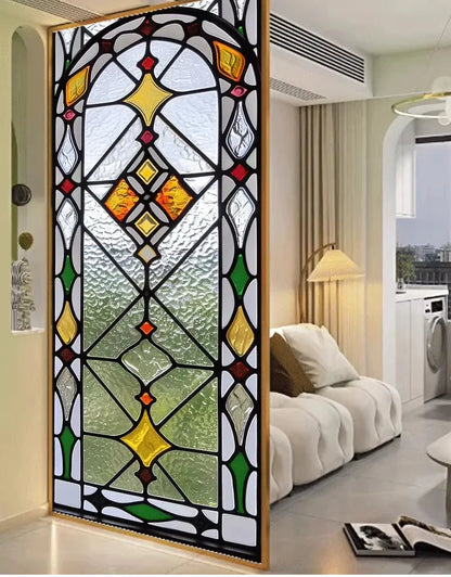Fönsterfilm – Blyinfattat glas i geometrisk design
